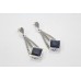Earrings Silver 925 Sterling Designer Womens Marcasite Onyx Stones Handmade B426